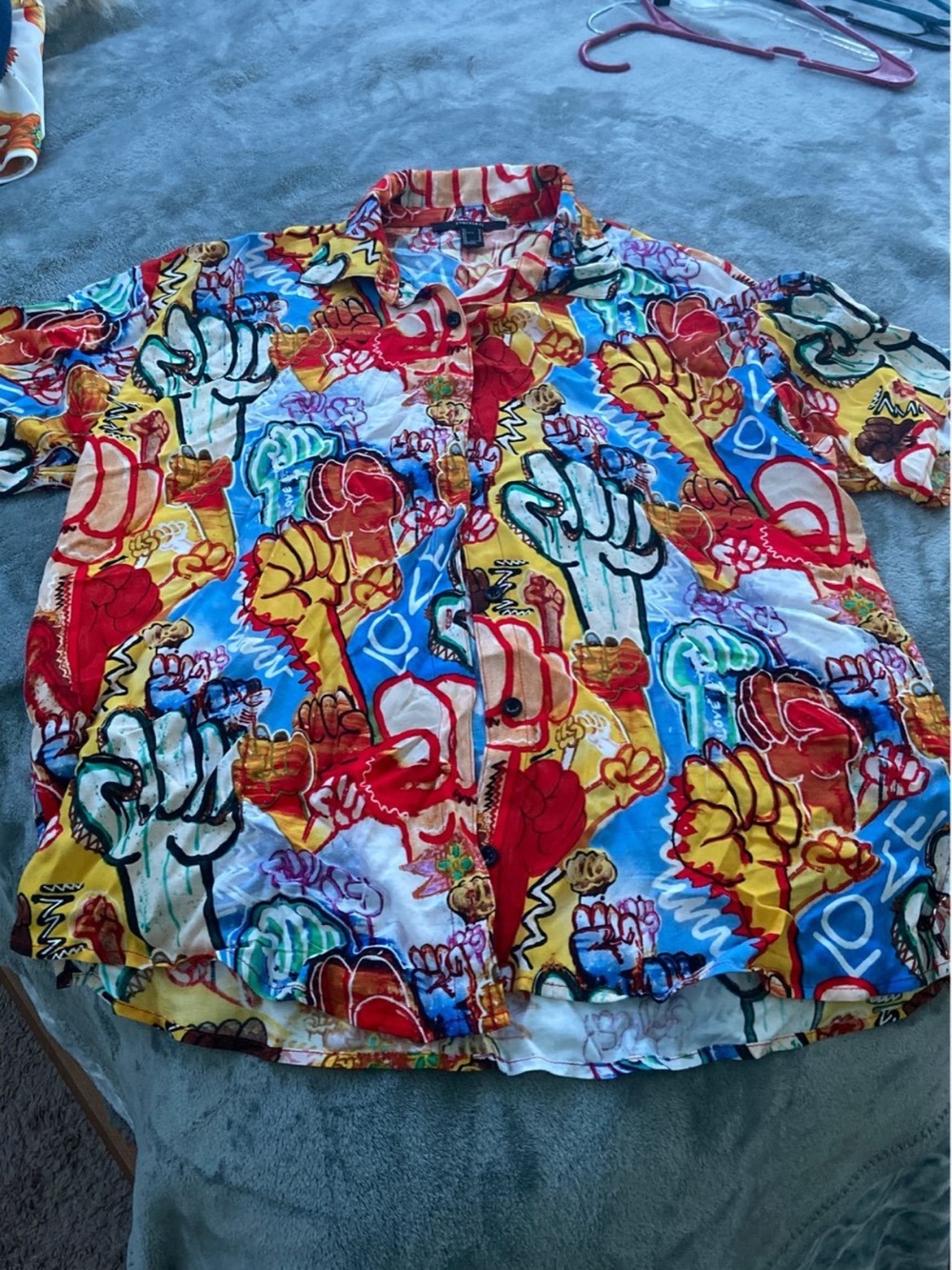 Forever 21 BLM Multicolor Graphic Button-Down Shirt